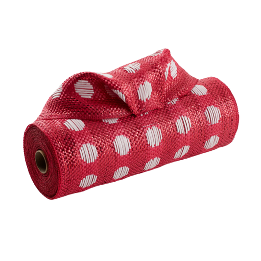 Polka Dot Woven Mesh: Red & White Deco Mesh -10 inches x 10yards, Poly Deco Mesh, DIY Crafts, Wreath Making