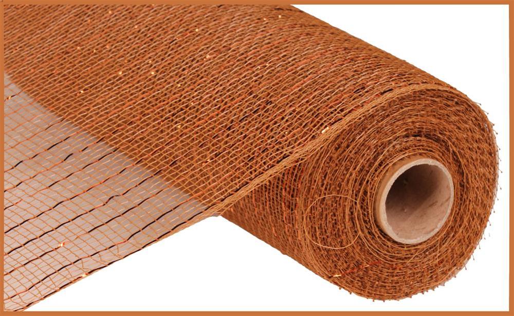 Brown with Copper Foil Deco Mesh -10 inches x 10yards, Poly Deco Mesh, Craft Supplies, DIY Crafts, Wreath Making