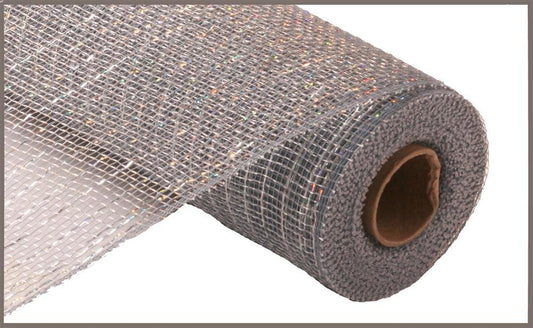 Platinum with Silver Deco Mesh -10 inches x 10yards, Poly Deco Mesh, Craft Supplies, DIY Crafts, Wreath Making