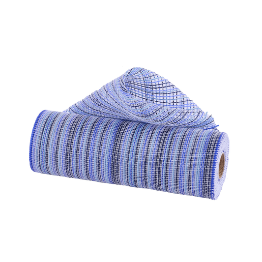 Navy Royal Smoke Blue Vertical Stripe Mesh: Deco Mesh -10 inches x 10yards, Poly Deco Mesh, DIY Crafts, Wreath Making