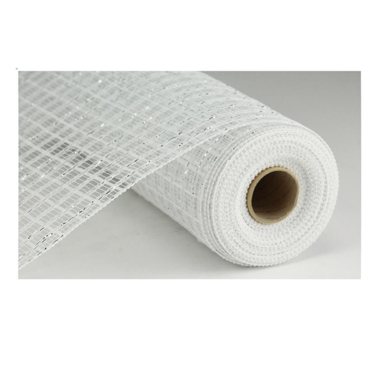 Thin Double Stripe White  Mesh: Deco Mesh -10 inches x 10yards, Poly Deco Mesh, DIY Crafts, Wreath Making