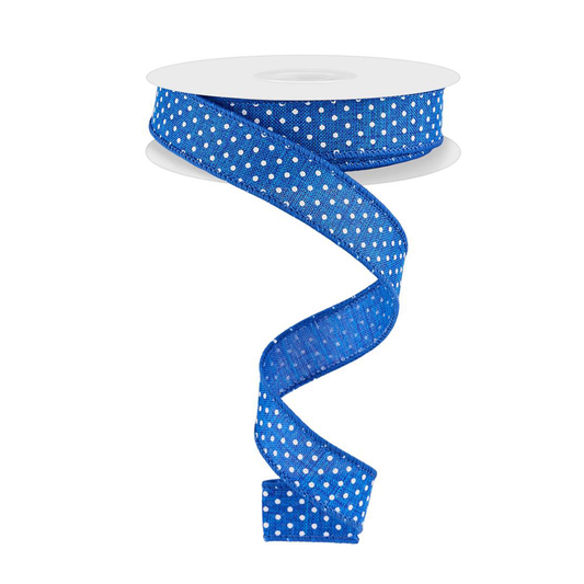 Raised Swiss Dot on Royal Wired Ribbon by RG Ribbon – 7/8" x 10 Yards, Wreath Ribbon, Craft Supplies, The Ritzy Cactus