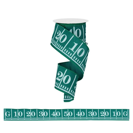 Football Field Wired Ribbon – 2.5" x 10 Yards, Wreath Ribbon, Craft Supplies