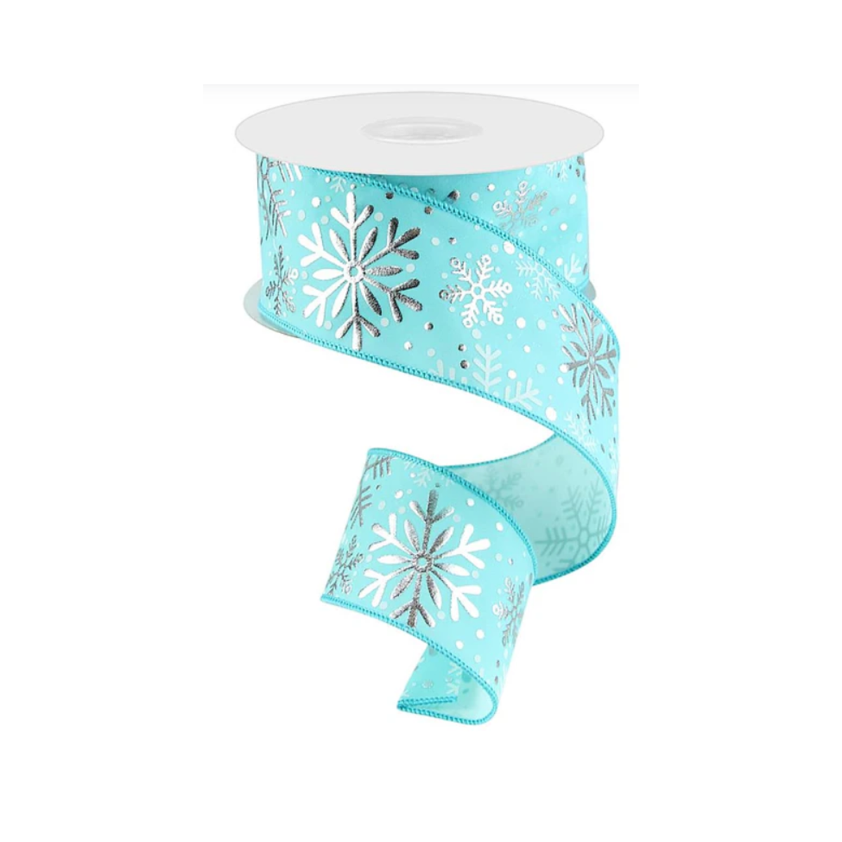 2.5" x 10yd Multi Snowflakes On Velvet Wired Ribbon Wreath Ribbon