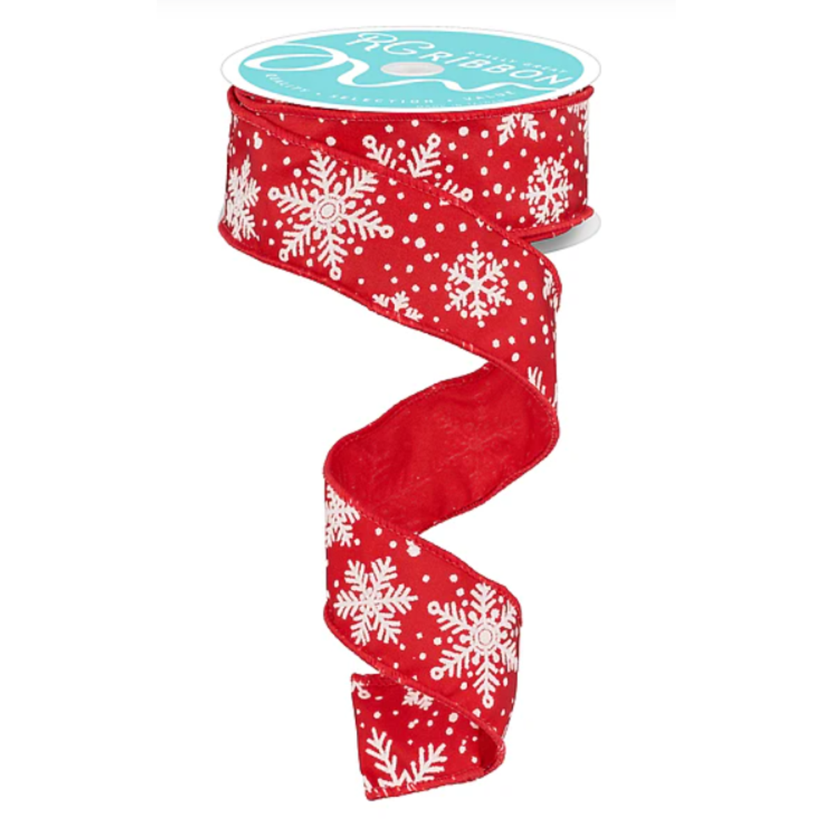 Multi Snowflake on Satin Wired Ribbon  – 1.5" x 10 yards