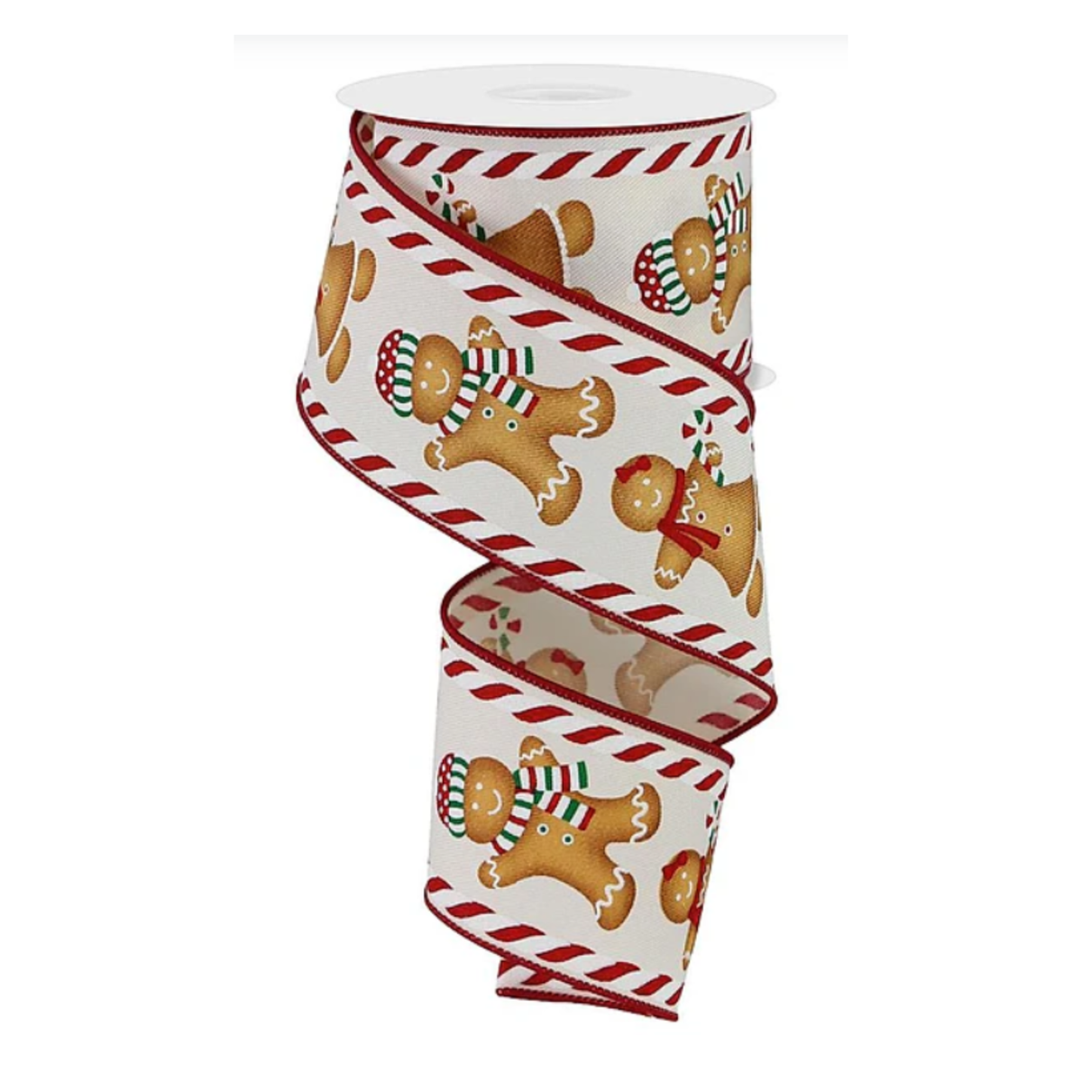 Gingerbread Boy Girl Candy Wired Ribbon – 2.5" x 10 Yards, Wreath Ribbon