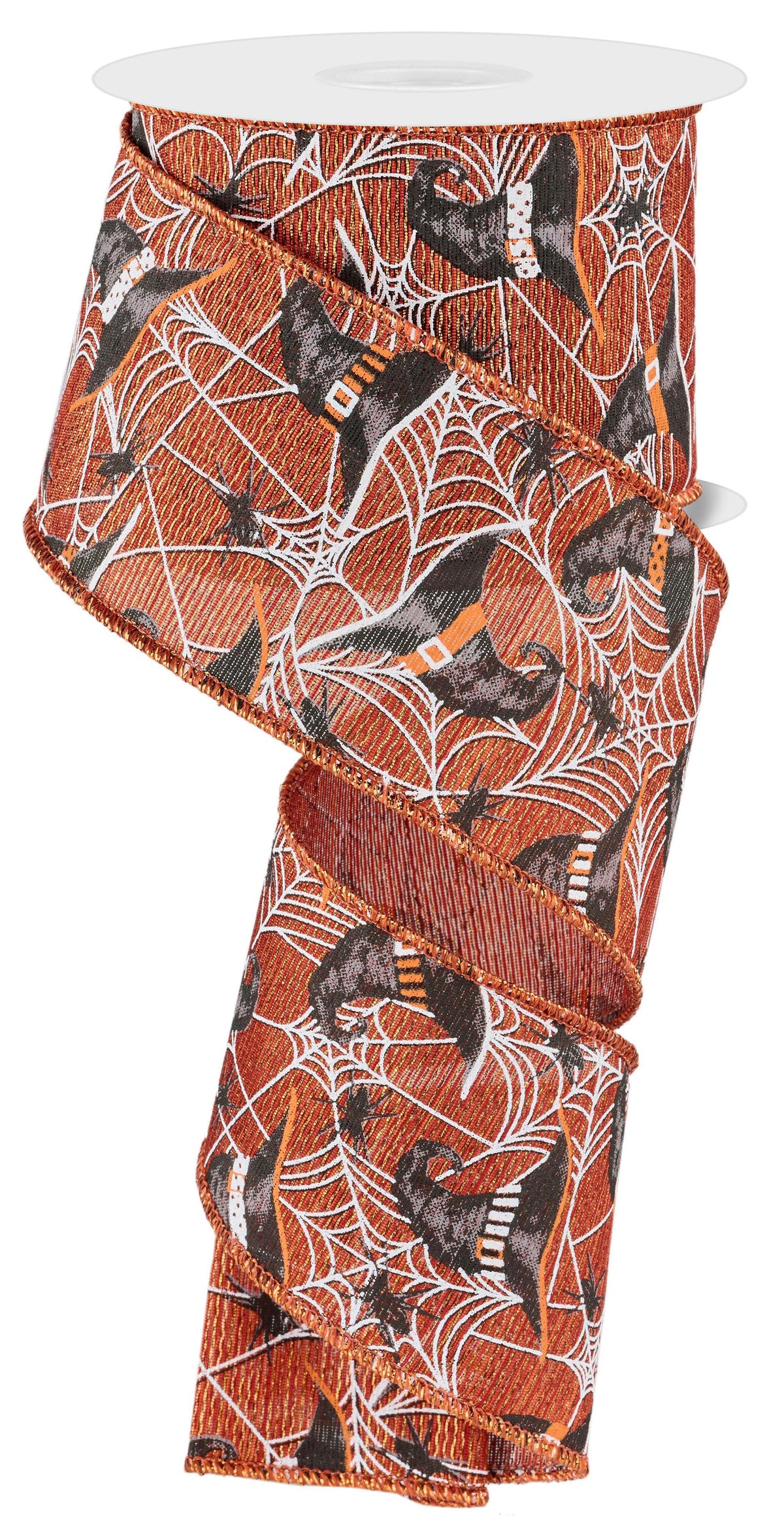 Witch Hats Spiders and Webs Wired Ribbon  – 2.5" x 10 Yards, Halloween Wreath Ribbon, Craft Supplies, Fall Ribbon