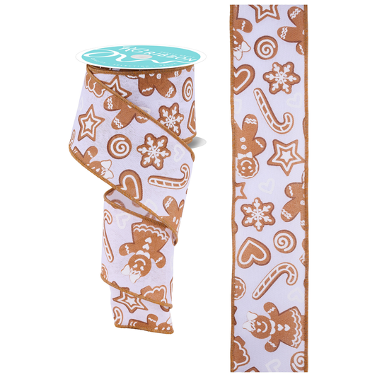 Gingerbread Wired Ribbon by RG Ribbon – 2.5" x 10 Yards, Wreath Supplies, The Ritzy Cactus