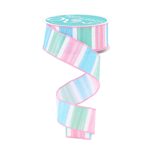 Watercolor Striped Wired Ribbon  – 1.5" x 10 yards