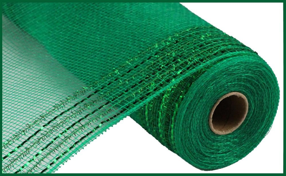 Emerald Green Tinsel Foil Wide Border Deco Mesh - 10.25 inches x 10yards, Poly Deco Mesh, Craft Supplies, DIY Crafts, Wreath Making