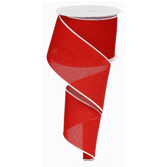 Red With White Trim Royal Wired Ribbon by RG Ribbon  2.5" x 10 Yards, Wreath Ribbon, Craft Supplies