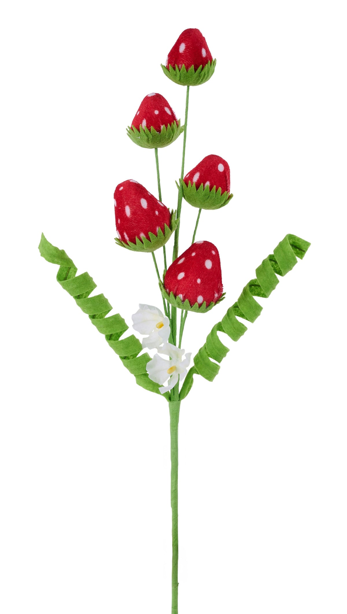 17.75" Velvet Strawberries Pick Wreath Embellishment, Wreath Supplies, Home Decor, Greenery, DIY Craft Supply
