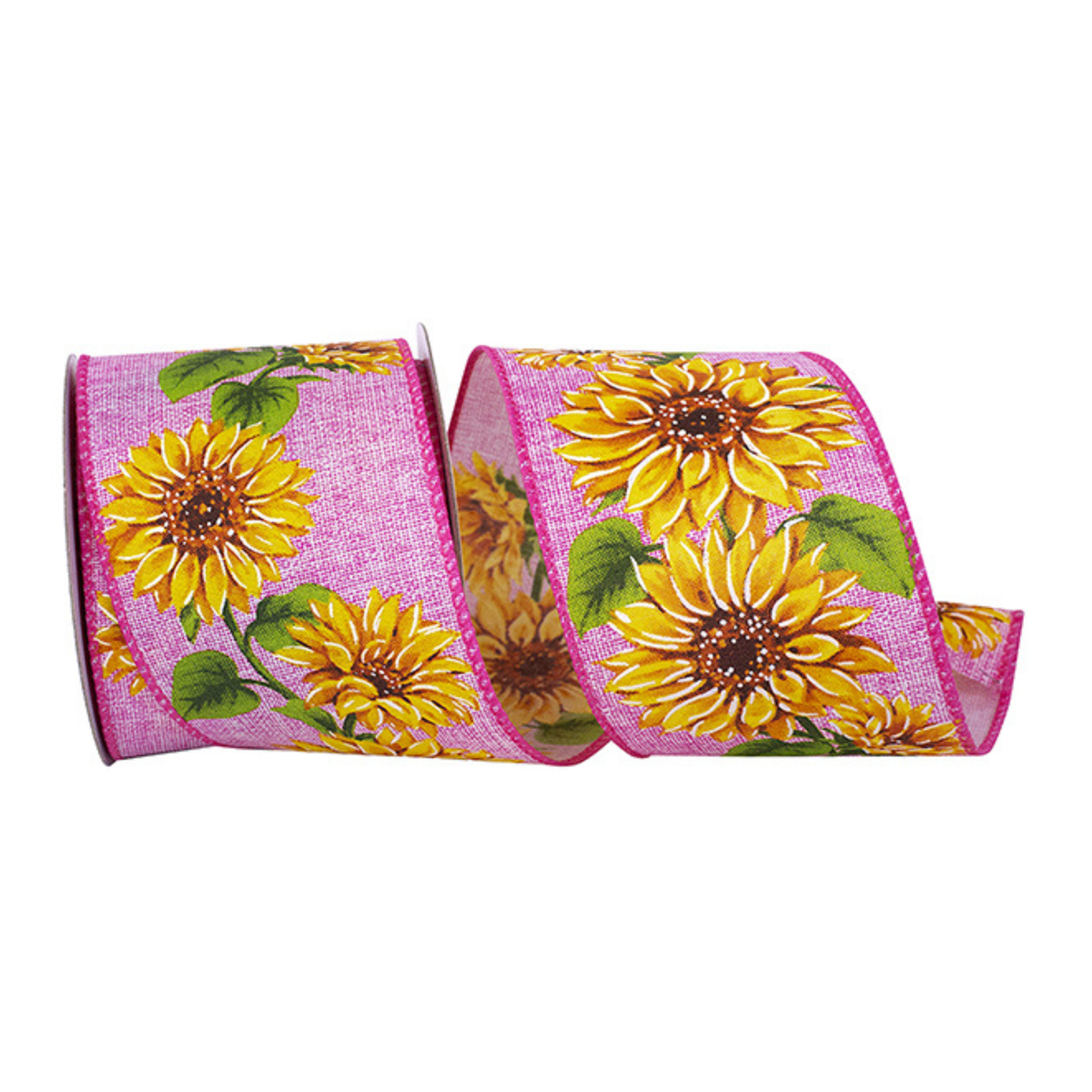Sunflower Vine Delight Wired Ribbon – 2.5" x 10 Yards, Wreath Ribbon