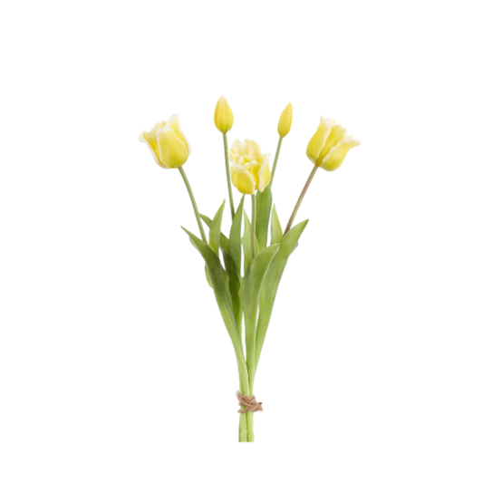 18" Real Touch Yellow Tulip Bunch, Wreath Embellishment, Wreath Supplies, Home Decor, Greenery, DIY Craft Supply