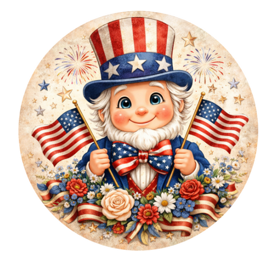 Uncle Sam Patriotic 10 Inch Wreath Sign, Metal Wreath Sign, Home Decor, The Ritzy Cactus