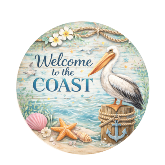 Welcome to the Coast 10" Wreath Sign, Home Decor, The Ritzy Cactus