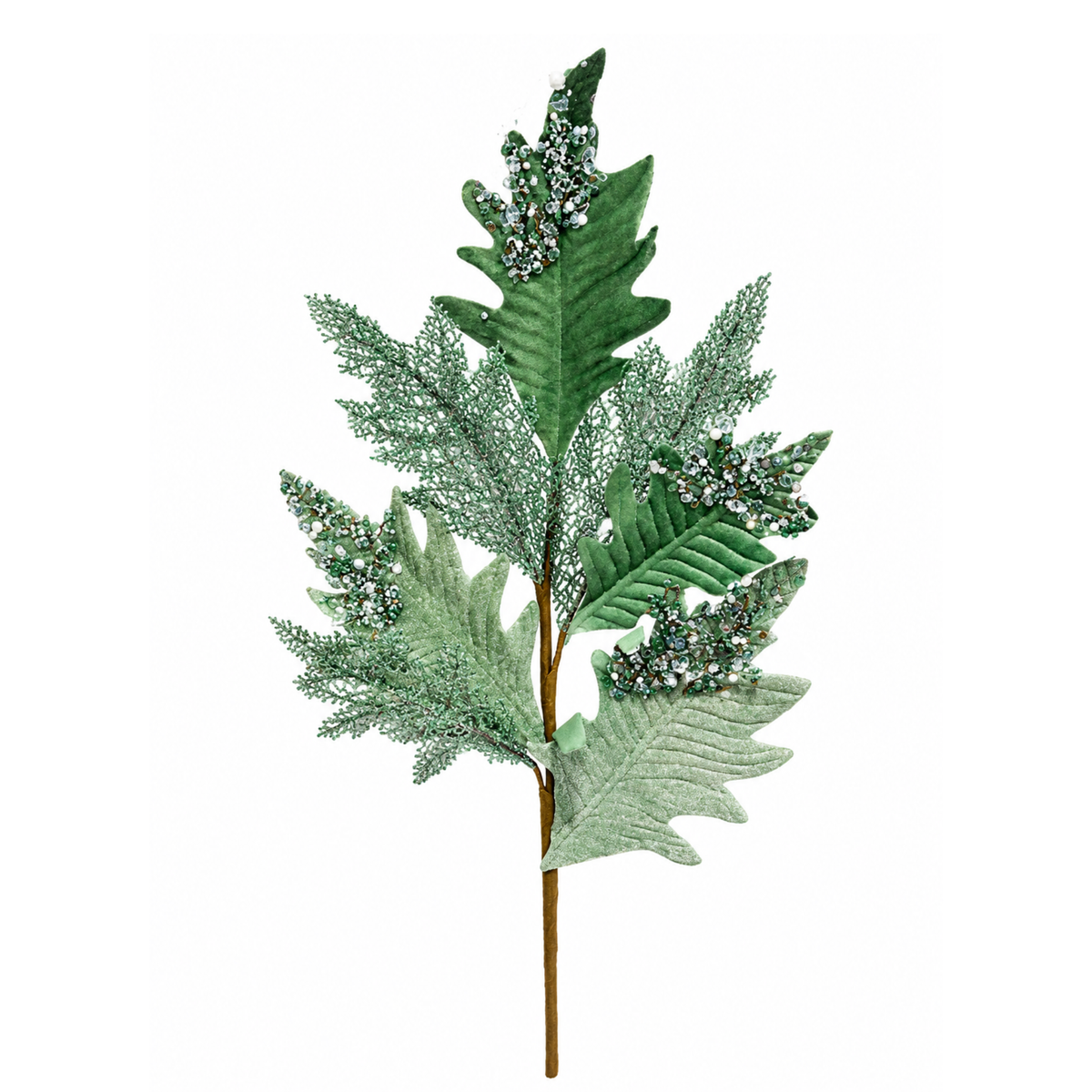 Sequin Velvet Holly Leaf Spray Aqua Green Wreath Embellishment