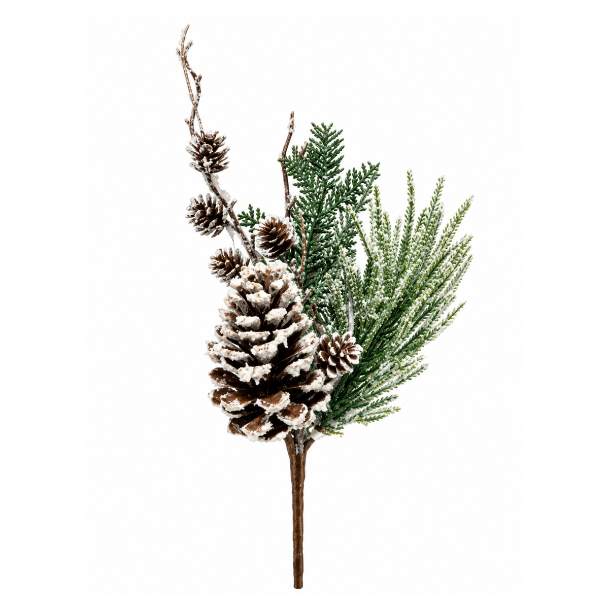 Mixed Snowy Pine & Pinecone 15 Inch Spray