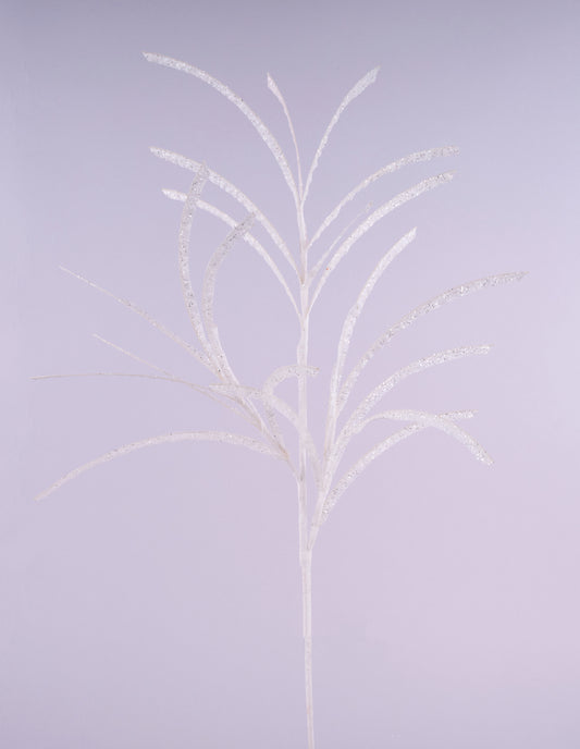 31" Glittered  White Paper Grass Spray| Christmas Wreath Pick | Stem Holiday Embellishment | DIY Wreath Supply