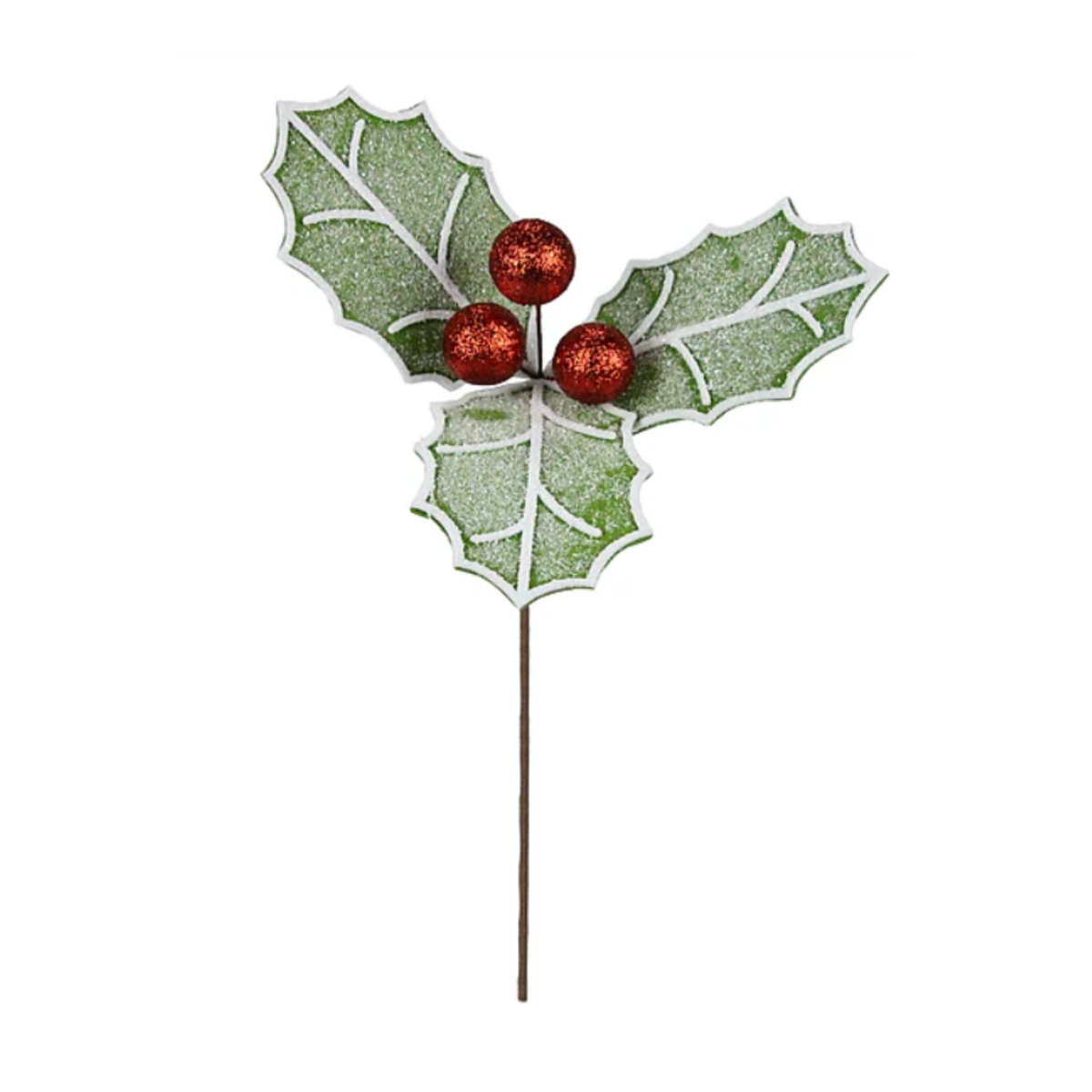 11.75"Dia Holly Leaf Cluster On 20" Stem Wreath Embellishment