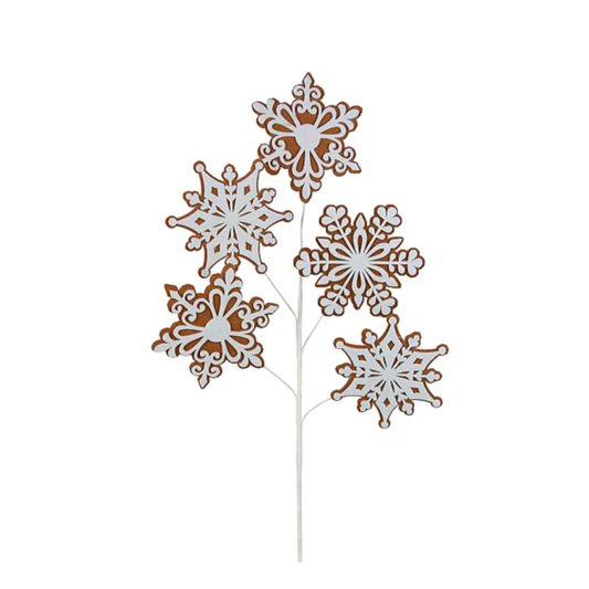 29"L Felt Gingerbread Snowflake Spray Wreath Embellishment
