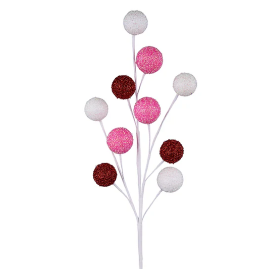 26"L Styro/Curly Foil Red White Pink Ball Spray Wreath Embellishment
