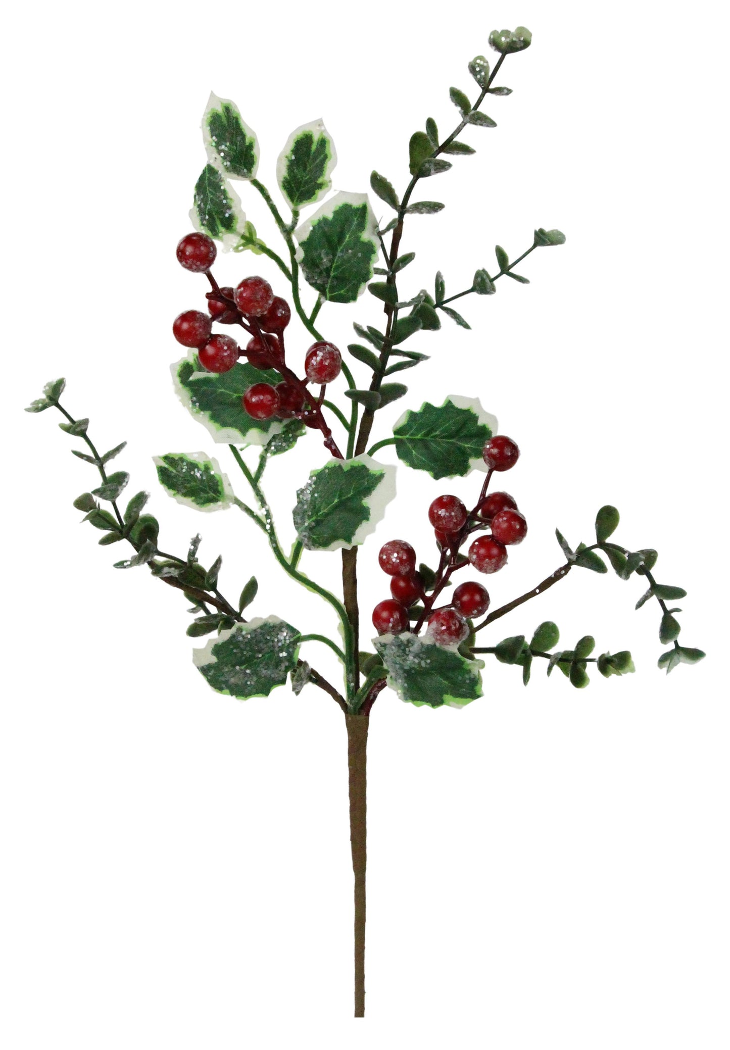 13" Holly Berry Snow Spray| Christmas Wreath Pick | Stem Holiday Embellishment | DIY Wreath Supply