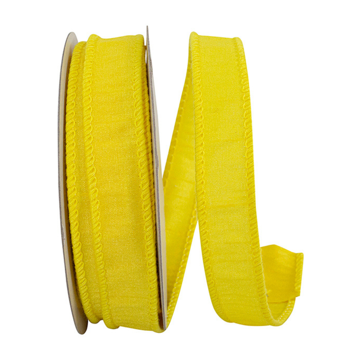 Dupioni Supreme Yellow Wired Ribbon– 7/8" x 10 Yards, Wreath Ribbon