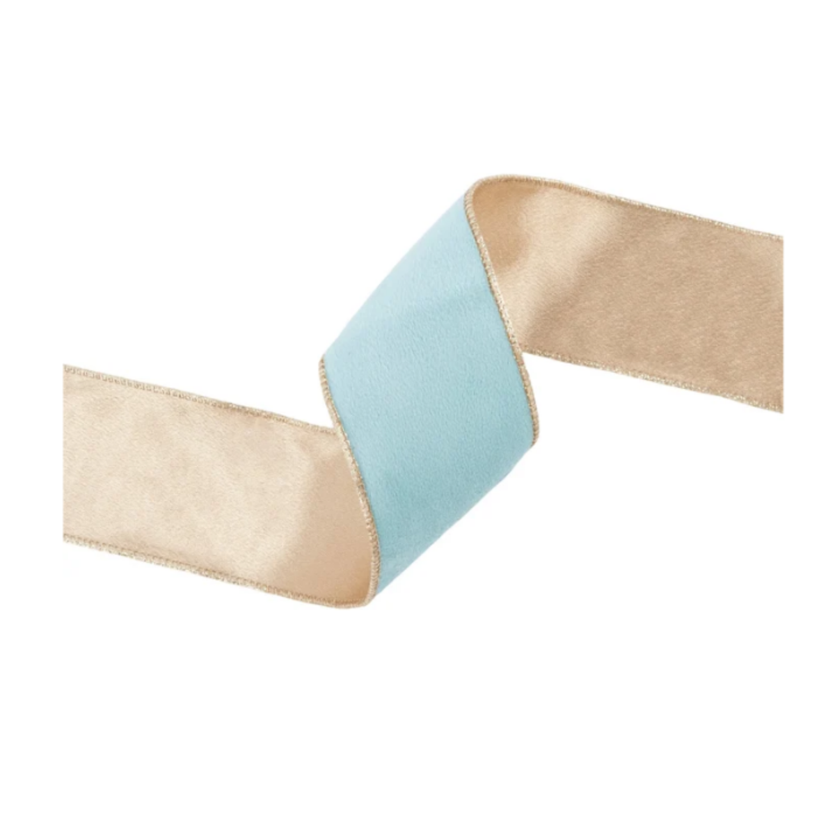 Reversible Aqua Gold Wired Ribbon  – 2.5" x 10 Yards,  Holiday Wreath Ribbon