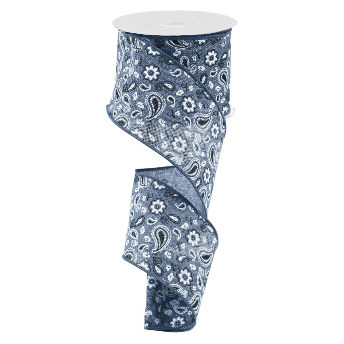 Bandana Royal Blue Wired Ribbon – 2.5" x 10 Yards, Summer Everday Wreath Ribbon,  Craft Supplies