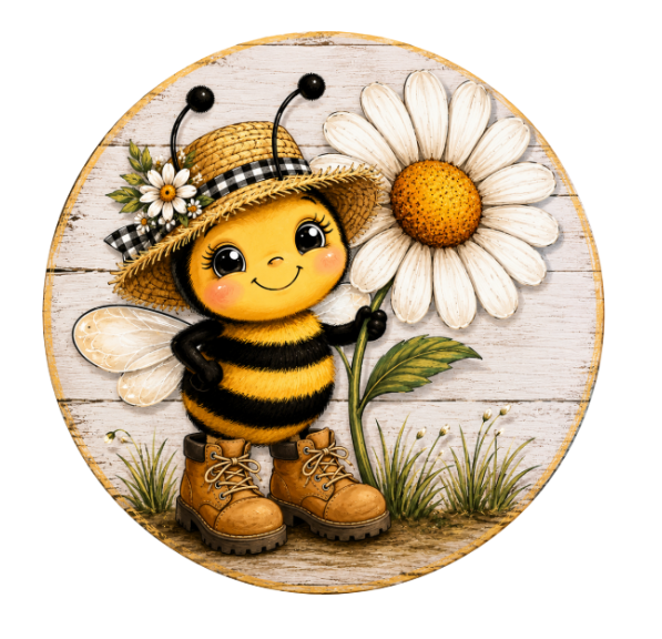 Worker Bee Daisy Summer 10" Wreath Sign, Home Decor, The Ritzy Cactus