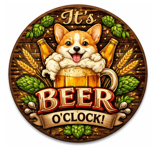 Beer O'Clock Bar 10 inch Wreath Sign, Home Decor, The Ritzy Cactus
