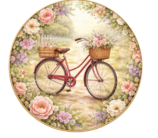 10" Bicycle Floral Sign, Metal Wreath Sign, Home Decor, DIY Wreath Supply