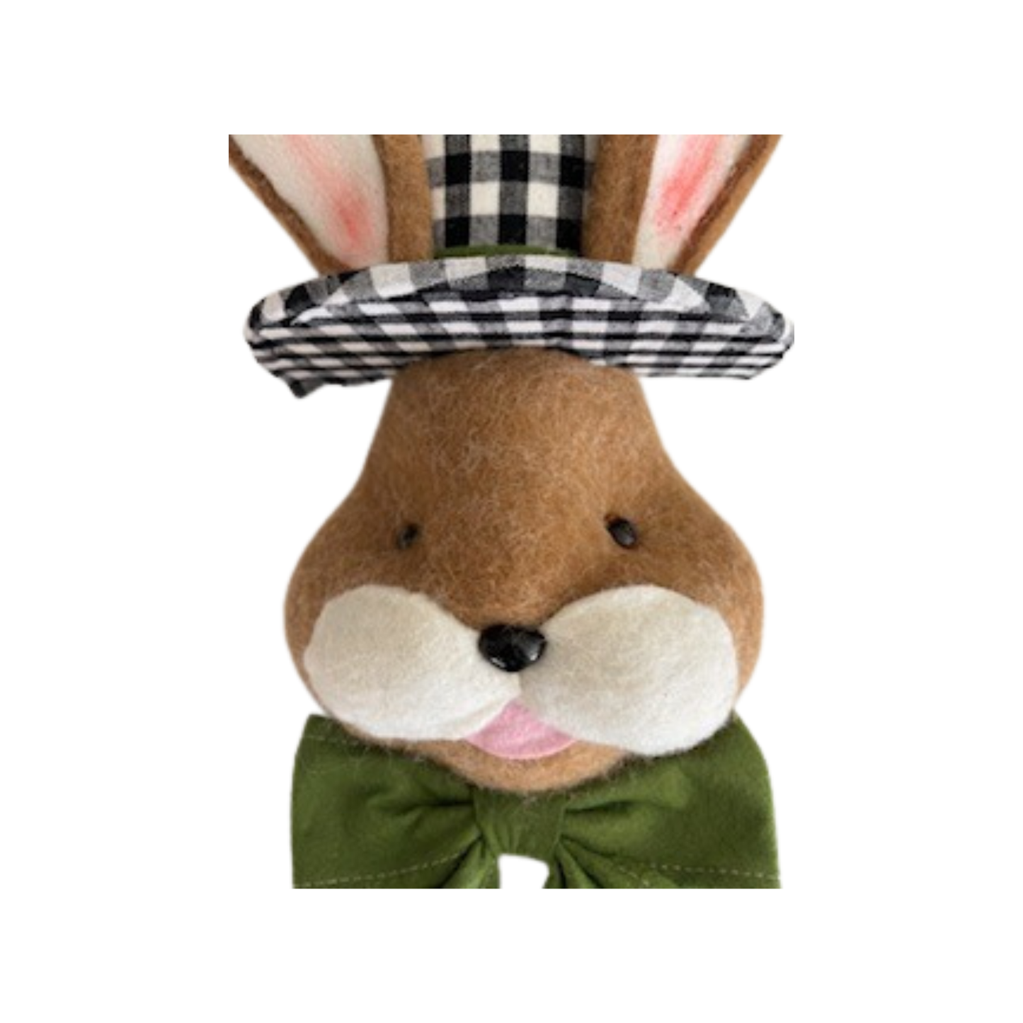 Bunny Head with Bow and Checkered Black Top Hat Wreath Attachment, Easter Wreath Supplies, DIY Craft Supplies, Wreath Making
