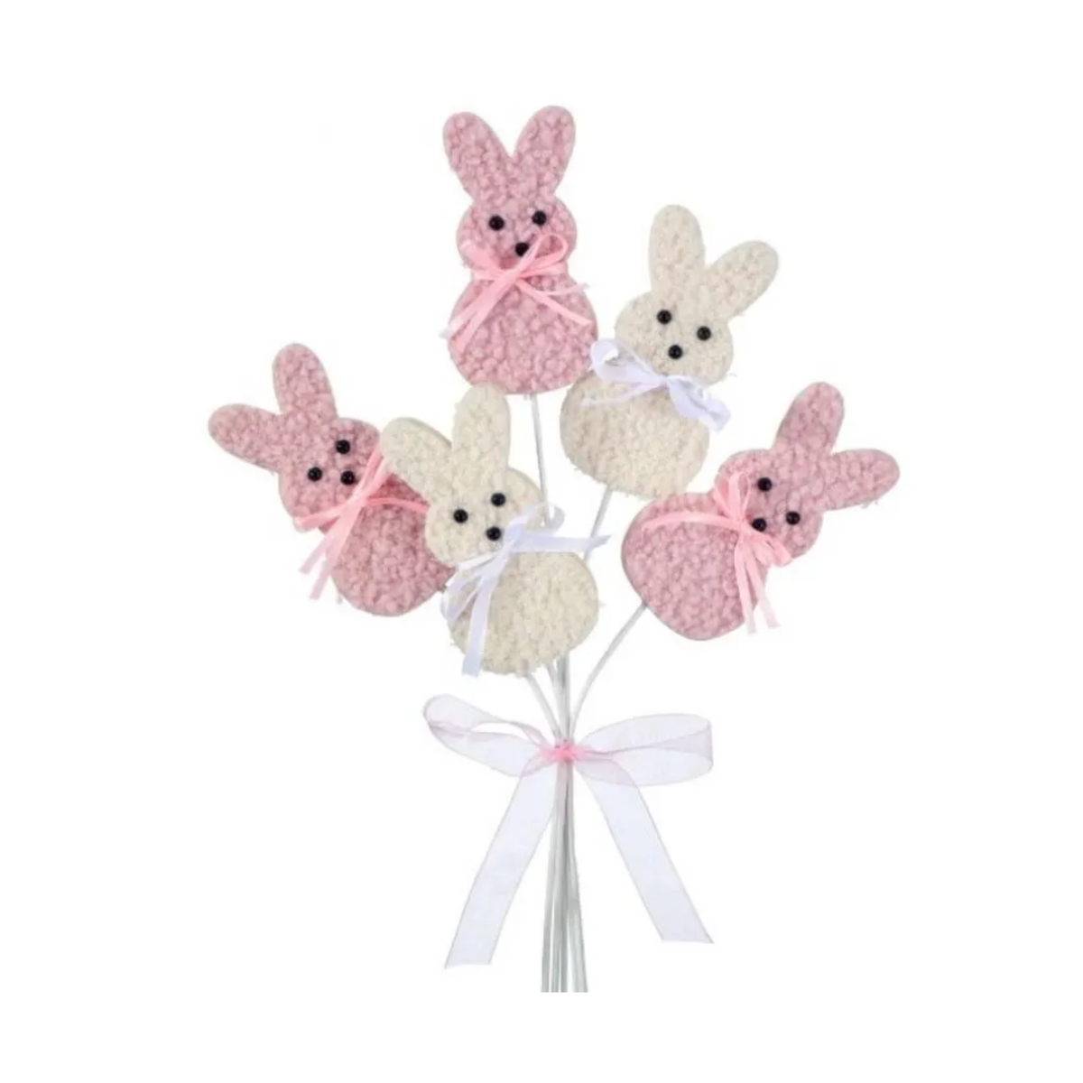 Chenille Bunny Bundle Set of 5 Picks, Easter Embellishment, DIY Craft Supplies