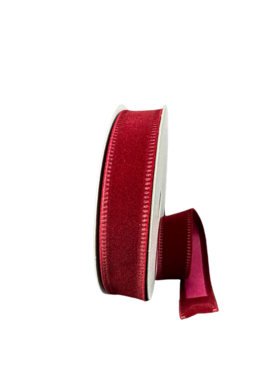 Burgundy Velvet Ribbon – 7/8" x 10 Yards, Christmas Ribbon, Valentine Ribbon, Holiday Wreath Ribbon, Craft Supplies