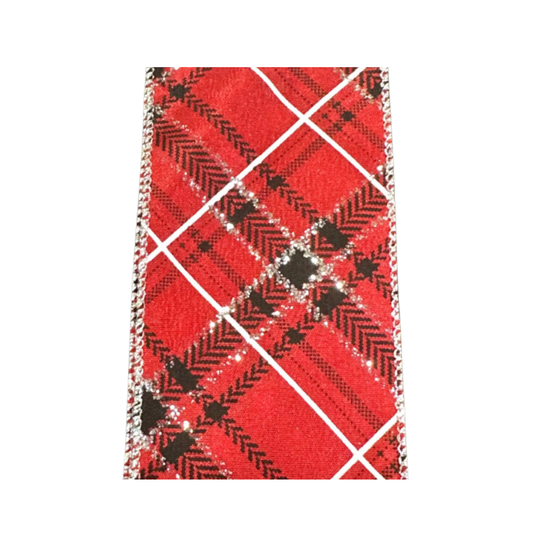 Classic Holiday Plaid Wired Ribbon by JAS Ribbon – 2.5" x 10 Yards, Wreath Ribbon, Craft Supplies, The Ritzy Cactus