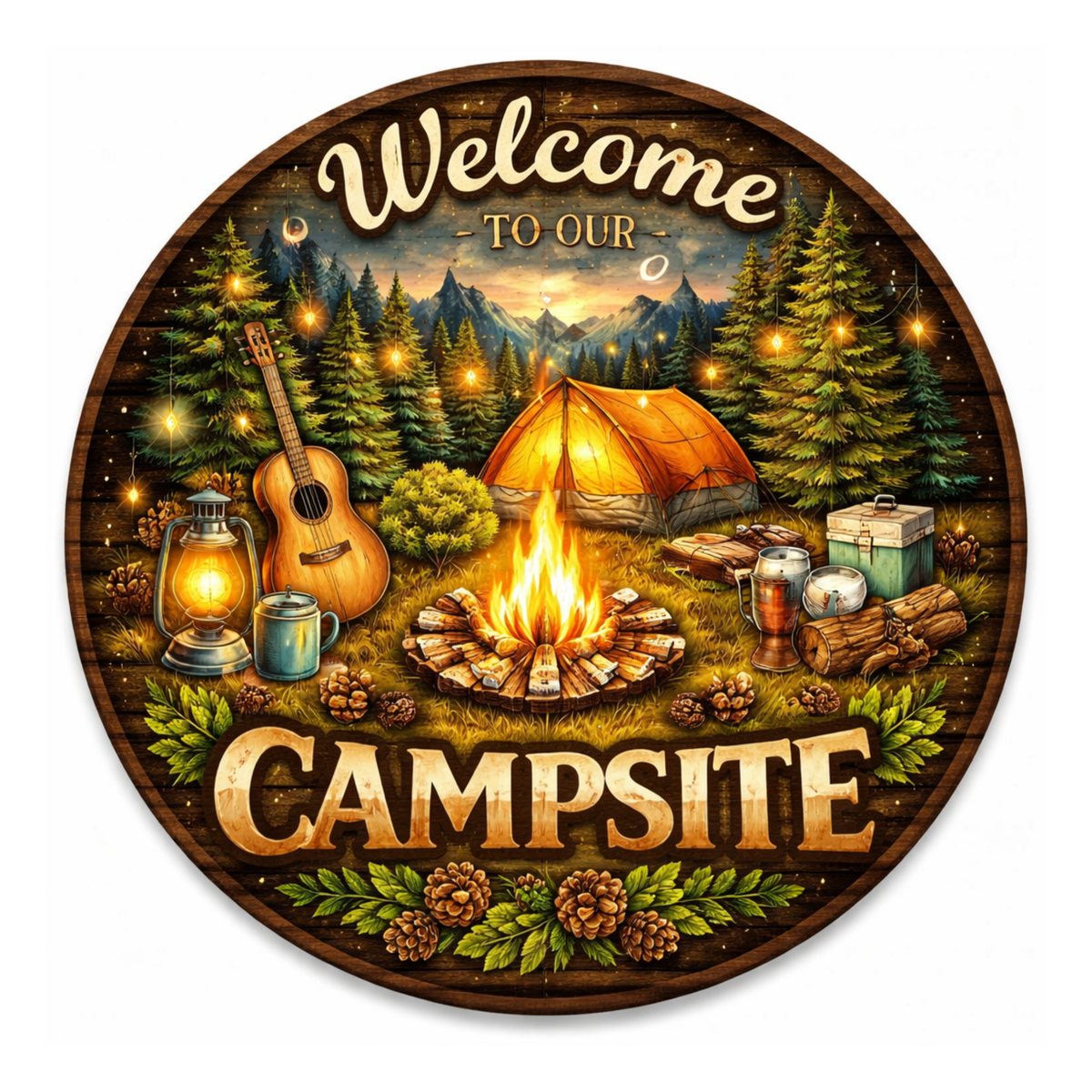 Campsite Welcome 10 inch Wreath Sign, Home Decor, The Ritzy Cactus