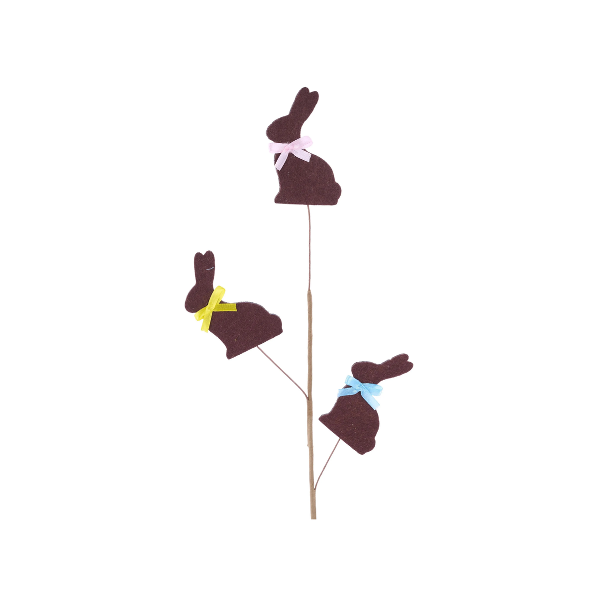 28" Felt Fabric Chocolate Bunny Spray | Whimsical Wreath Pick | Spring Easter Embellishment | DIY Wreath Supply