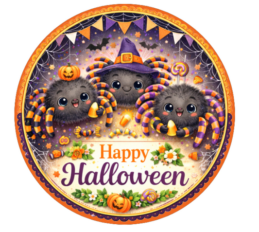 10" Cubby Spiders Halloween Sign, Metal Wreath Sign, Home Decor, DIY Wreath Supply