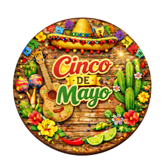 Cinco de Mayo 10" Wreath Sign, Home Decor, The Ritzy Cactus