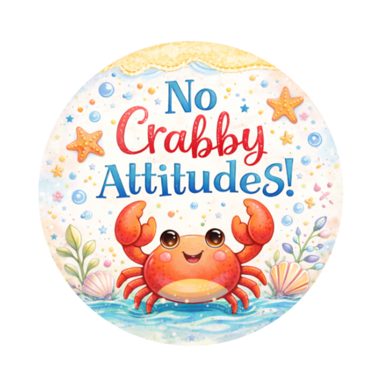 No Crabby Attitudes 10" Wreath Sign, Home Decor, The Ritzy Cactus