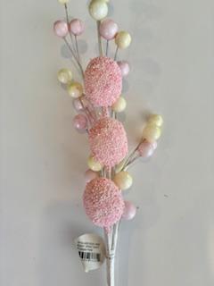 18" Pink Glazed Egg and Berry Spray| Holiday Spring Spray | DIY Easter Decor Wreath Embellishment | Wreath Supplies
