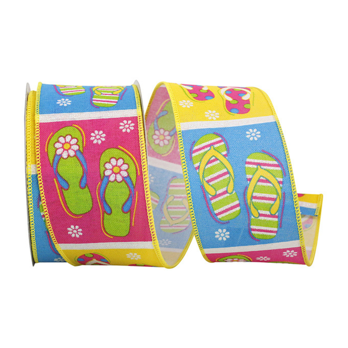 Flip Flop Linen Wired Ribbon – 2.5" x 10 Yards, Wreath Ribbon