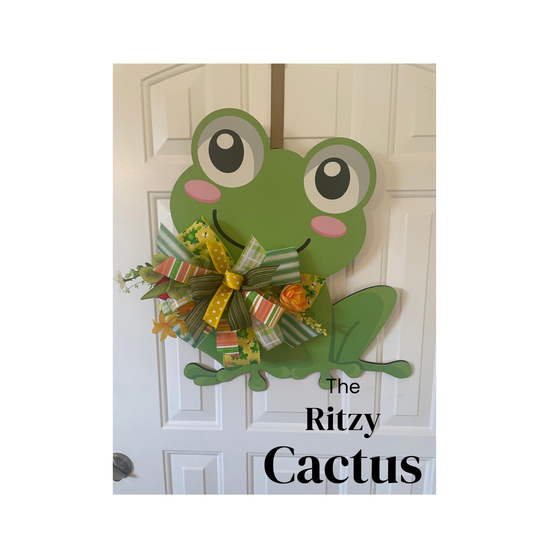 Summer Frog  Wreath Door Decor Hanger - 21 x 17 Inches – One-of-a-Kind Summer Décor