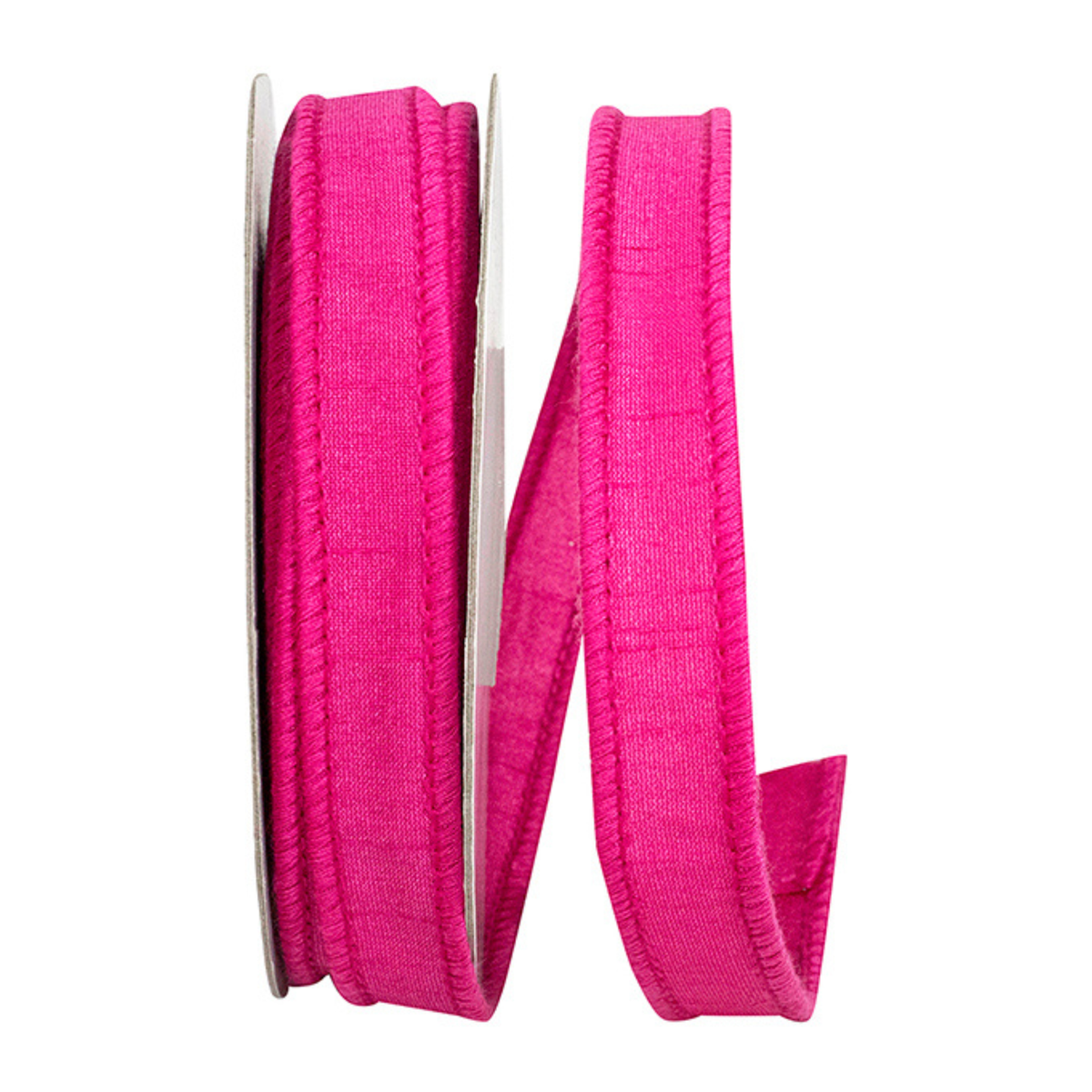 Dupioni Supreme Fuchsia Wired Ribbon – 7/8" x 10 Yards, Wreath Ribbon