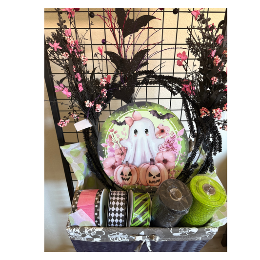 DIY Halloween Wreath Kit, Ghost Glam Edition by The Ritzy Cactus, Seasonal Wreath Kit. This is a WREATH KIT