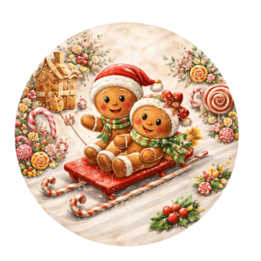 Gingerbread Sledding Sign 10 inch Wreath Sign, Home Decor, The Ritzy Cactus (Copy)