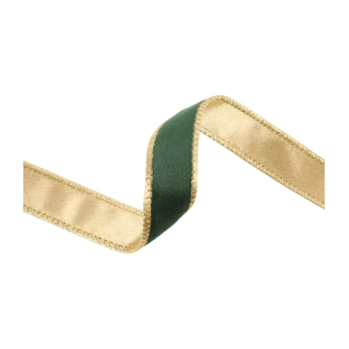 Reversible Green Gold Wired Ribbon  1" x 10 Yards,  Wreath Ribbon