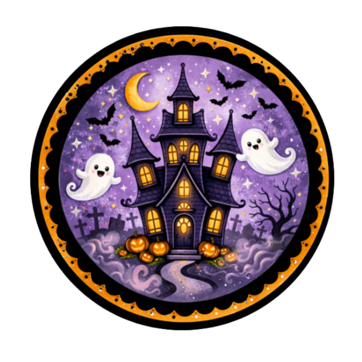 Haunted House Halloween 10" Wreath Sign, Home Decor, The Ritzy Cactus